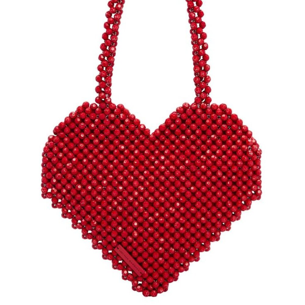 Isaac Mizrahi Red Beaded Heart Purse